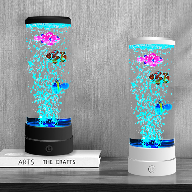 Home Decor Com - Symulowany LED-owy, wielokolorowy, bańkowy akwarium z