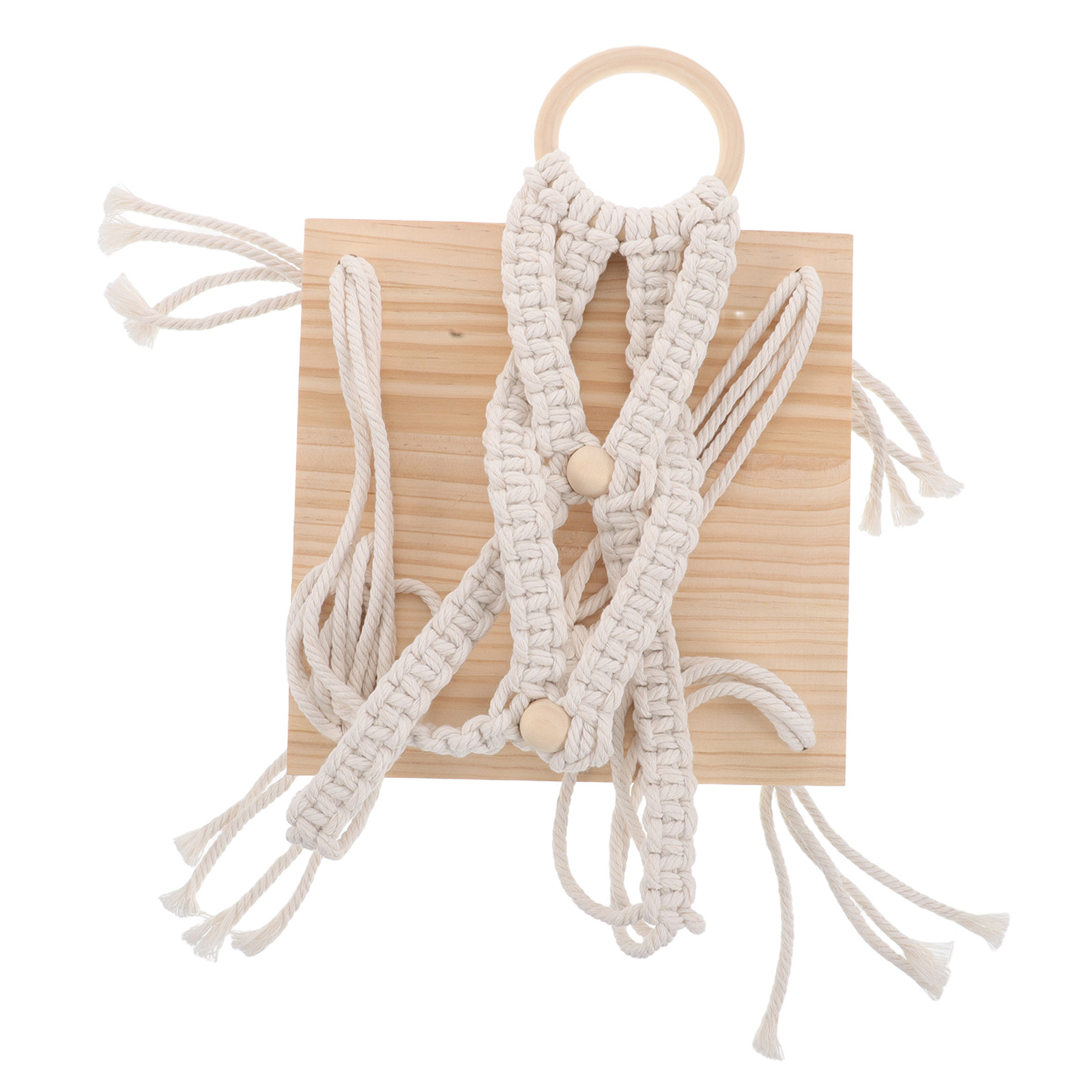 Macrame Wall Hanging - Półka ścienna z makramu, kwadratowa, z