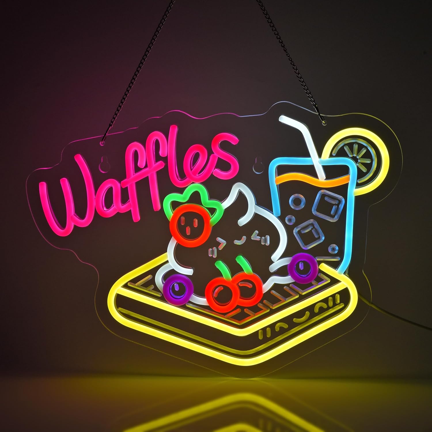 Home Decor Retail Stores - Neonowy szyld Wafle, lampka neonowa LED