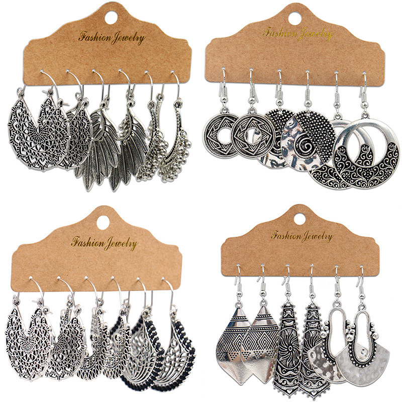 Boho Wind Chimes - Antyczne posrebrzane Hollow Alloy geometryczne zwisają
