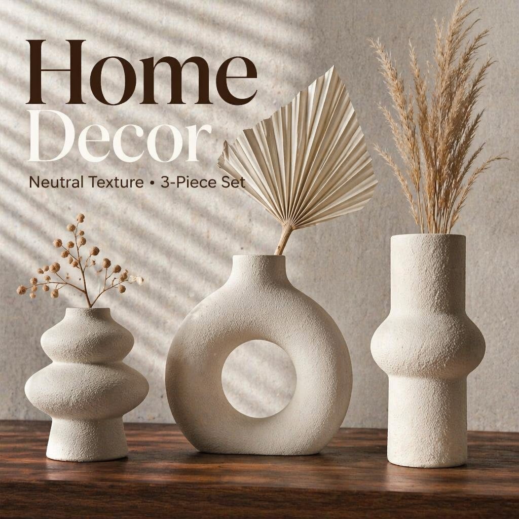 Home Decor Aesthetic Pinterest - Zestaw 3 Wazów z Pustym Pierścieniem