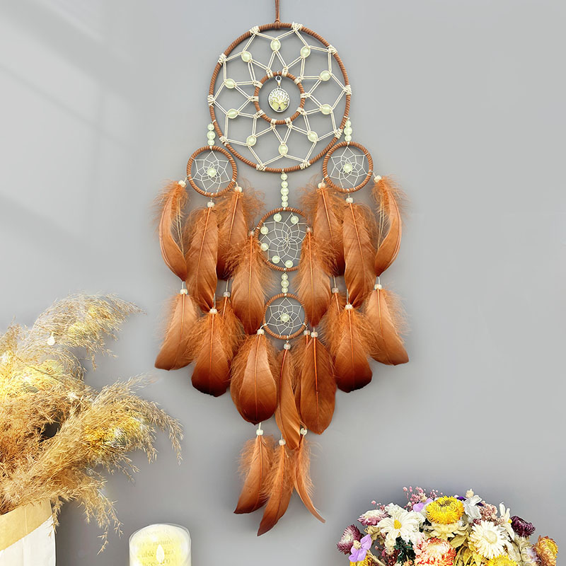 Boho Wind Chimes - Łapacz snów Boho Ręcznie tkane pióra