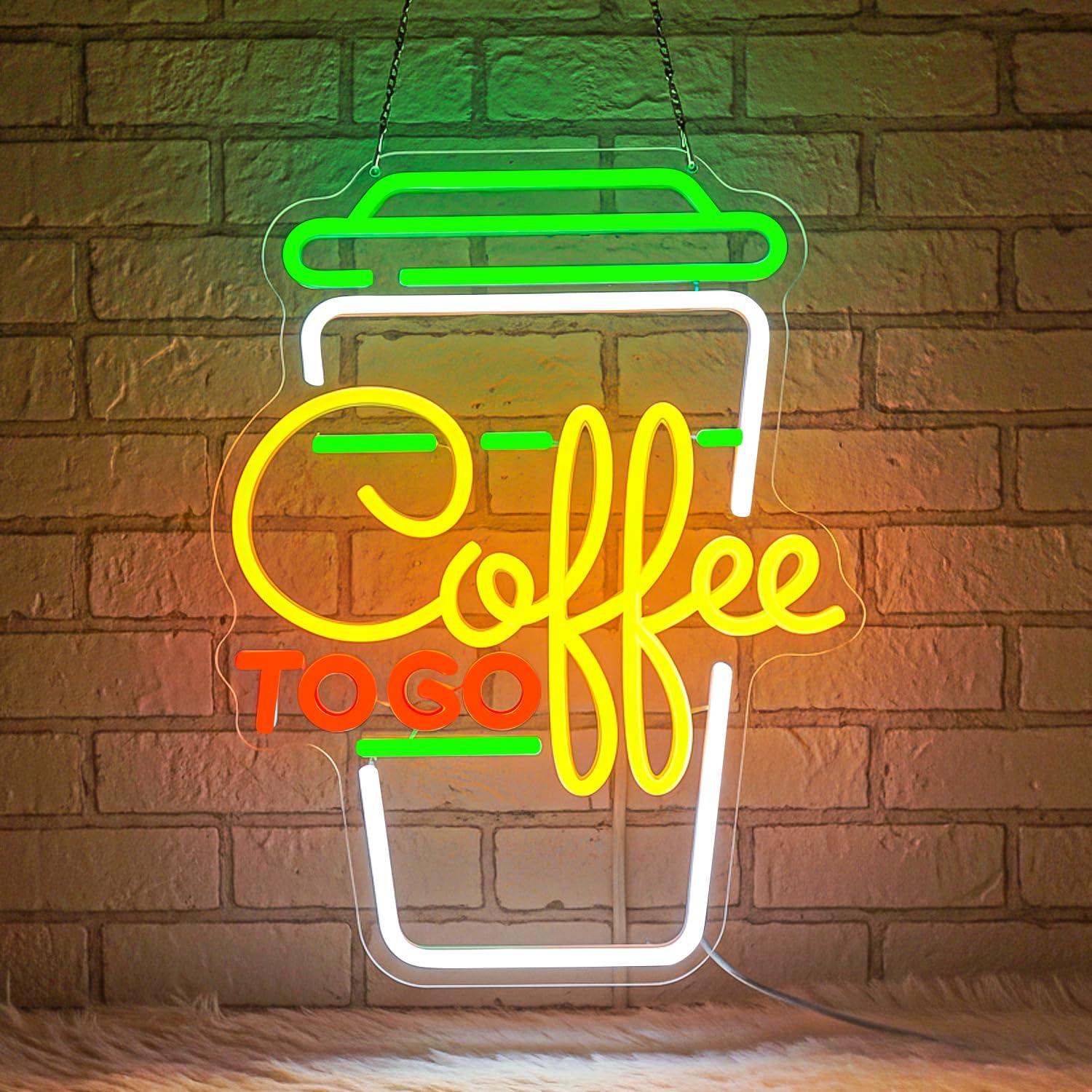 Home Decor Light - Neonowy szyld kawowy, ściemnialne lampki LED
