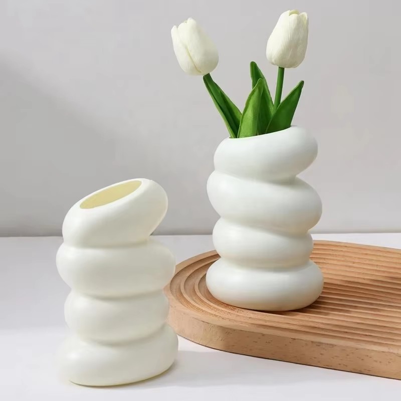Home Decor Aesthetic Pinterest - 1PC Plastikowy spiralny biały wazon Nordic
