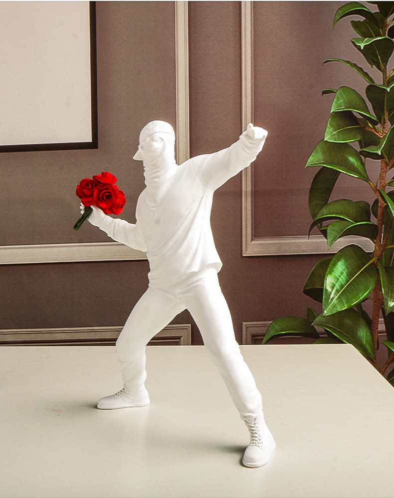 Abstract Sculpture Resin - Banksy wciąż dekoracja kwiatowa abstrakcyjna rzeźba