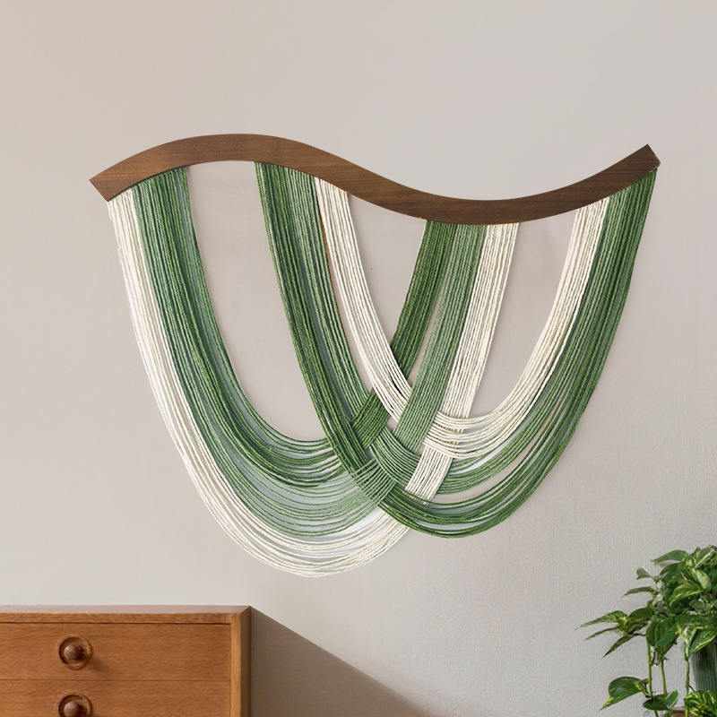 Macrame Wall Hanging - Dekoracja ścienna z zakrzywionej drewnianej deski,