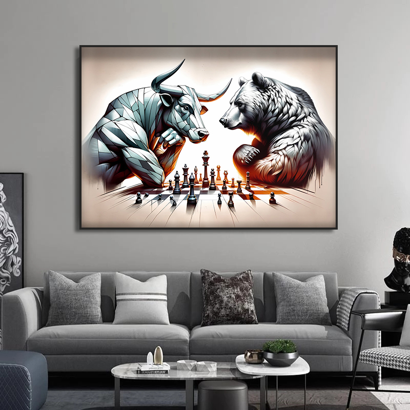 Byk i niedźwiedź grają w szach – Home Decor Exchange recenzja i cena